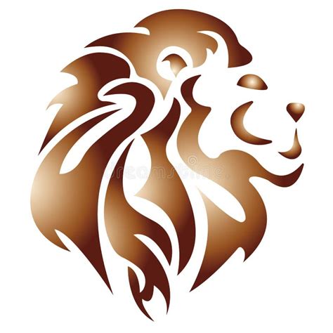 El Logotipo Del León Se Pinta Marrón En Un Fondo Blanco Silueta De Un