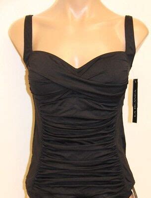 NWT La Blanca Swimsuit Bikini Tankini Top Sz 4 Solid Black EBay