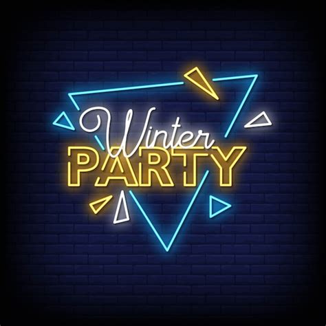 Premium Vector Winter Party Neon Signs Style Text Vector