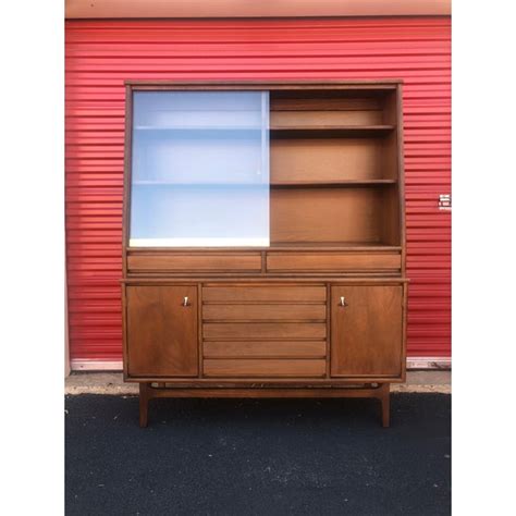 Mid Century Walnut China Hutch By Stanley Furniture Chairish