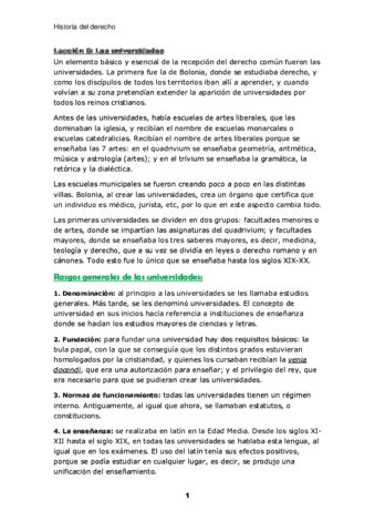 Historia Del Derecho Leccion 8 Las Universidades Pdf