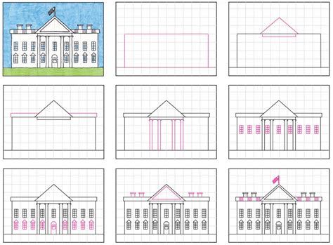 how to draw a white house