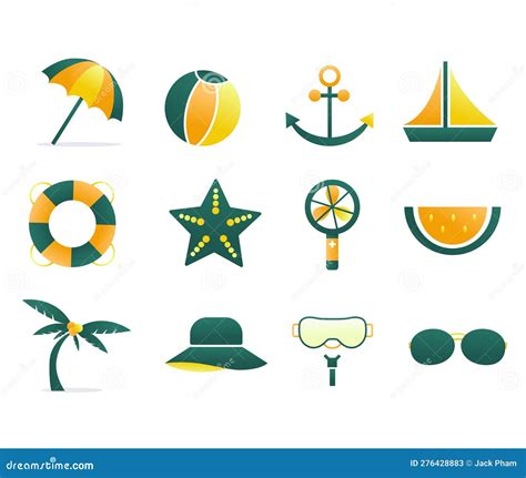 Set Of Summer Elements Summer Icon Beach Icon Set Vector Stock Vector Illustration Of