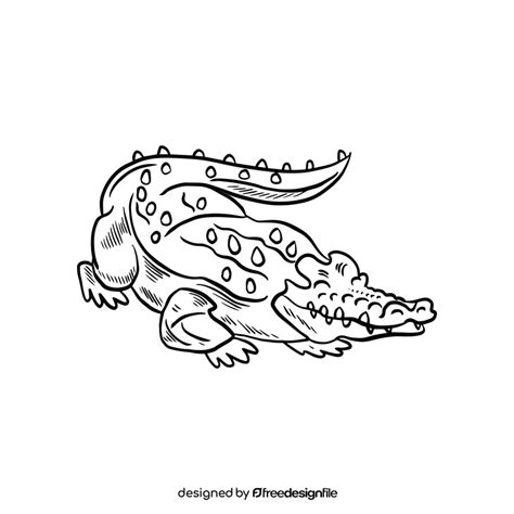 Cartoon crocodile black and white clipart free download