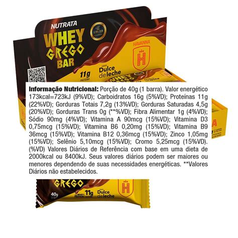 Barra de Proteína Whey Grego Havanna 12un x 40g Nutrata BARRA