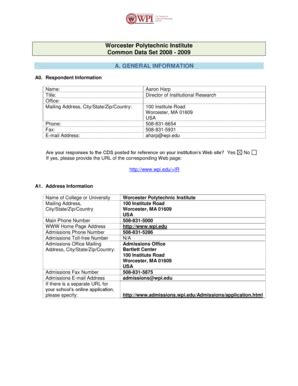 Wpi Common Data Set Fill Online Printable Fillable Blank