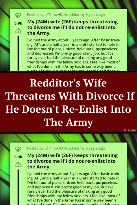 Redditor S Wife Threatens With Divorce If He Doesn T Re Enlist Into The Army Artofit