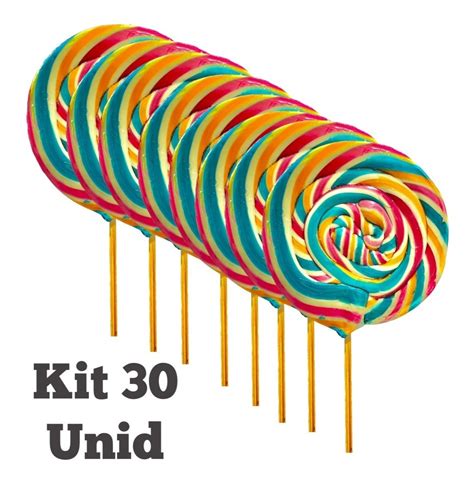 Kit 30 Pirulito Psicodélico 9 5cm Cores Vibrantes E Diversas Frete grátis