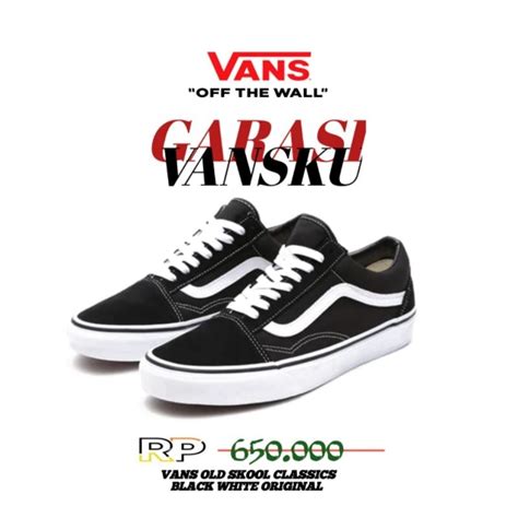 Jual Vans Old Skool Classics Black White Evb Original Shopee Indonesia