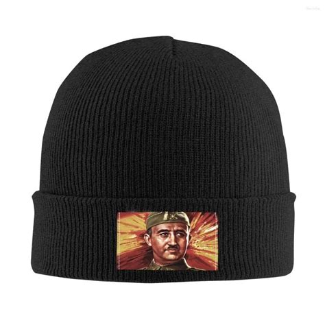 Spanish Legend Franco Bonnet Black Beanie Hat Unisex Knitted Hip Hop