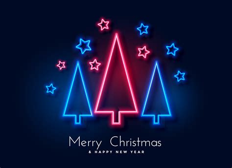 Neon Christmas Tree And Stars Background Download Free Vector Art