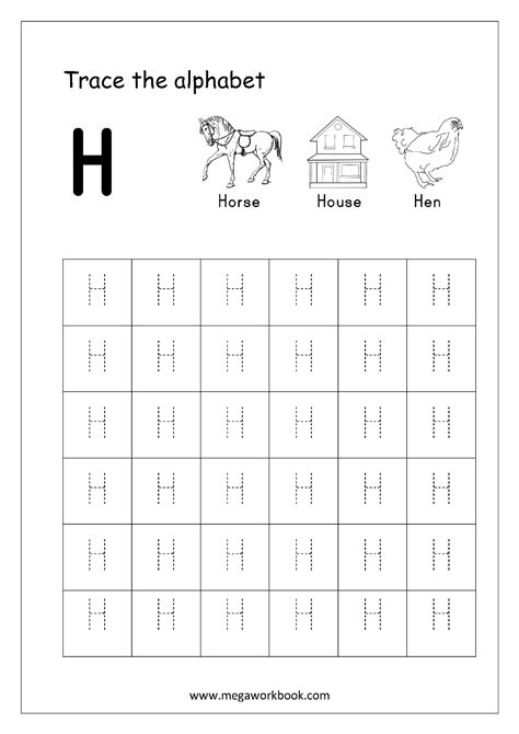 Free Tracing Letter H Worksheets