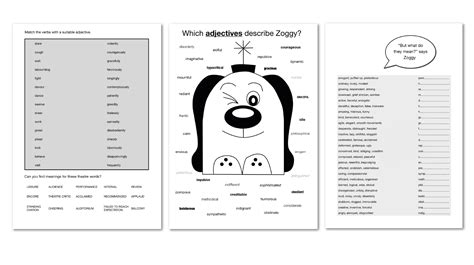 Improve Vocabulary Worksheets Match The Verbs To A Suitable Adjective