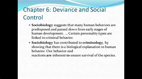 Sociology Introduction To Sociology Chapter 6 Devaince And Social Control Youtube