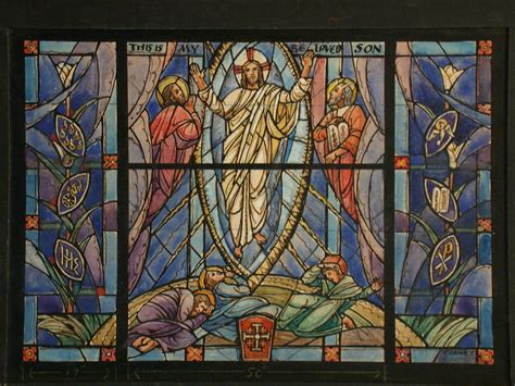 Design Drawing For Stained Glass Window Showing The Transfiguration With Text This Is My