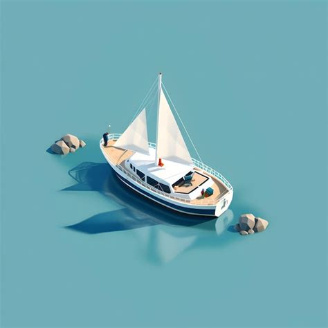 Premium Ai Image A Boat With A White Sail And The Sails Are White