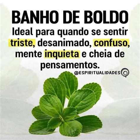 A Green Leaf With The Words Banho De Boldo On It In Spanish