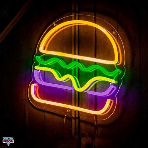 Burger N On Sign Fabriqu La Main Custom Flex N On Led For Etsy