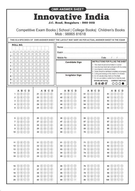 Omr Test Sheet Mcq Omr Sheet Omr Sheet Download 53 Off