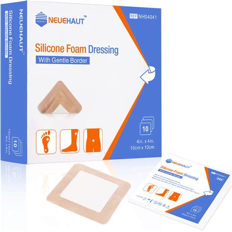 Buy Silicone Adhesive Foam Dressing with Gentle Border 4''x4'', Bed ...