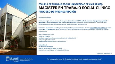 MAGISTER EN TRABAJO SOCIAL CLÍNICO INFORMA