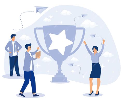 premium vector success concept tiny people  prize cup flat vector