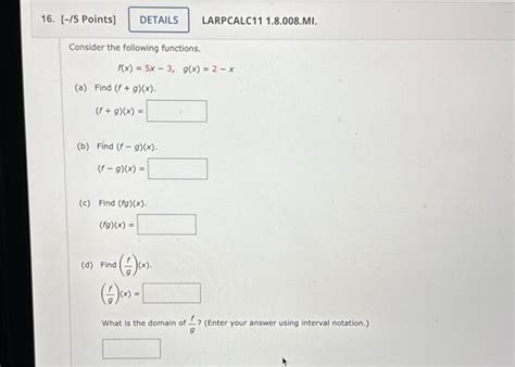 Solved Consider The Following Functions Fx5x−3gx2−x