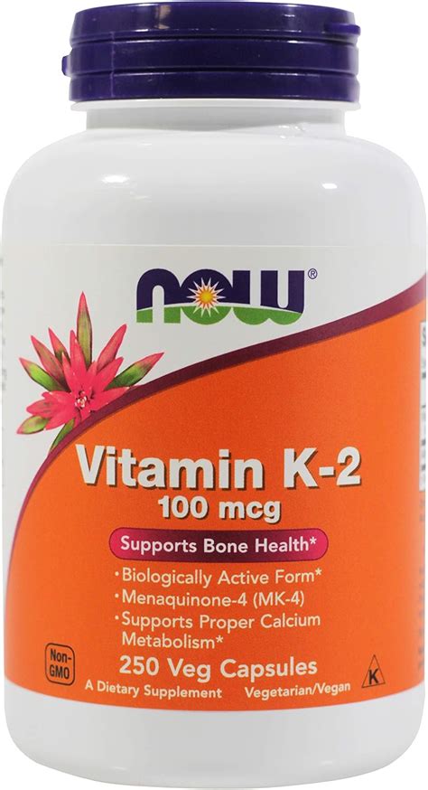 Amazon Now Vitamin K 2 100 Mcg 250 Veg Capsules Everything Else