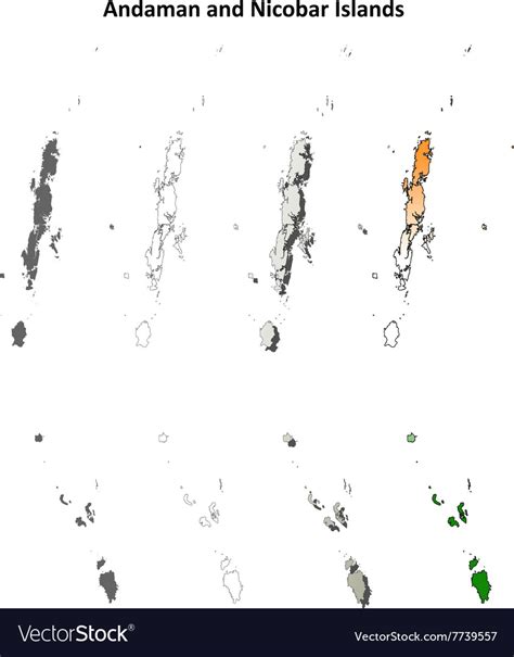 Andaman and nicobar islands blank outline map set Vector Image