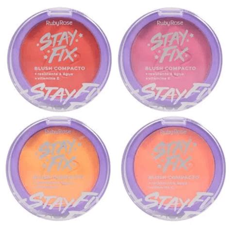 Kit C 4 Pc Blush Compacto Stay Fix Ruby Rose SousaVIP