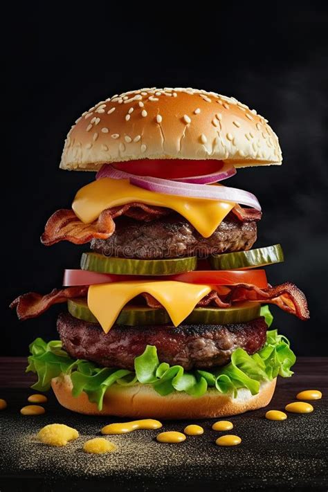 An Illustration Of One Tall Burger Ai Generated Imagegenerative Ai