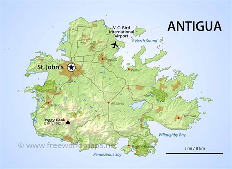 Antigua Island Map