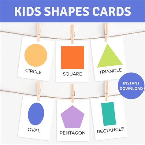 Shapes Flash Cards Printable Kids Shape Card Set Kid - Etsy