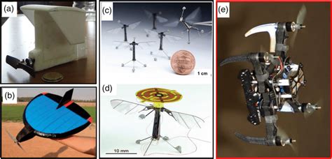 Different types of small UAVs. a) Fixed‐wing micro air vehicle ...