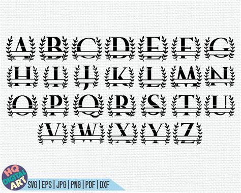 Split Monogram Alphabet Bundle Svg Split Monogram Frame Alphabet