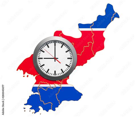 Time Zones in North Korea concept. 3D rendering Stock Illustration ...