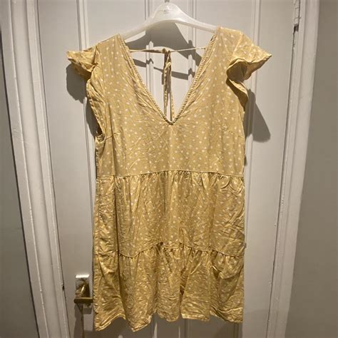 Abercrombie And Fitch Yellow Polka Dot Cotton Dress Depop