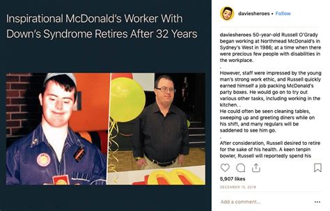 Beloved Mcdonalds Employee With Down Syndrome Retires After 32 Years Of Loyal Service