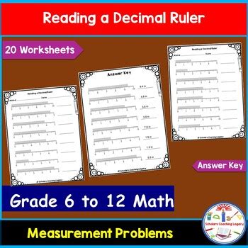 Reading a Decimal Ruler Worksheet Math Problems by Scholars Coaching Legacy