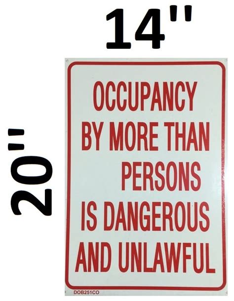 NYC FIRE DEPARTMENT SIGN - MAXIMUM OCCUPANCY SIGN (14X20) | DOB SIGNS ...