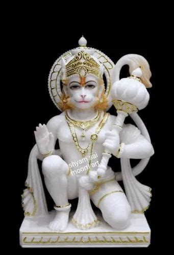 White Painted Marble Das Hanuman Ji Statue For Worship Size