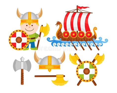 Tecknad Film Viking Vector Illustrations Vektor Illustrationer