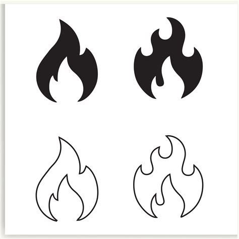 Fire icon collection. Fire flame symbol. Bonfire silhouette logotype ...