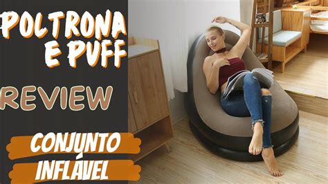 CONJUNTO POLTRONA E PUFF INFLÁVEL ULTRA LOUNGE PORTÁTIL DESCANSO