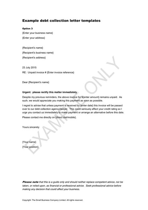 Personal Debt Collection Letter Sample