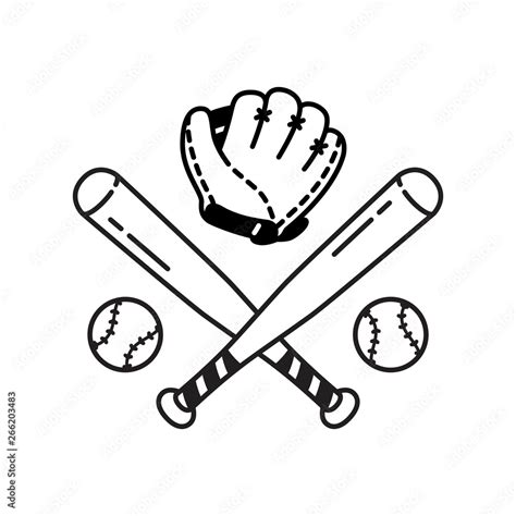 Baseball Ball Icon Vector Baseball Bat Glove Sport Symbol Illustration