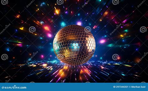 Dark Background With A Disco Ball In The Center Ai Generative Stock