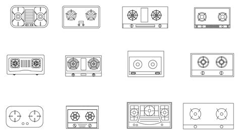 Free Download Gas Stove Blocks Top View Cadbull