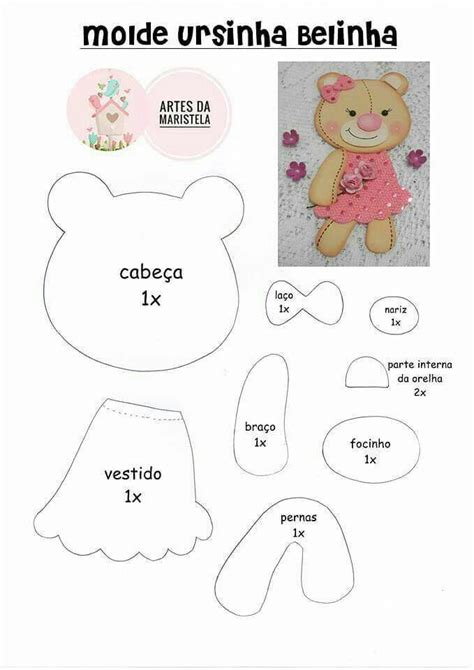 Moldes De Ursinhos Em Feltro CAE Teddy Bear Sewing Pattern Felt Doll