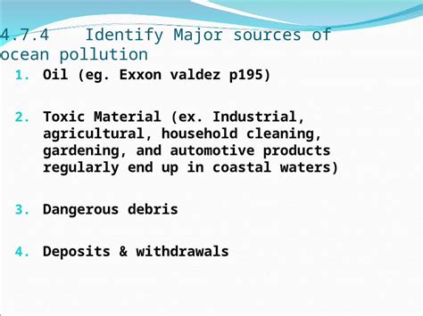 Ppt Identify Major Sources Of Ocean Pollution Oil Eg Exxon